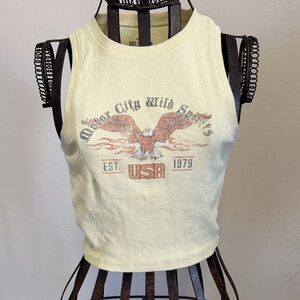 Hollister Yellow Crop Top with Eagle Graphic